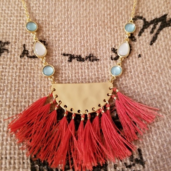 Rebecca Minkoff Jewelry - 🦋$⬇️!BOHO BEAUTY FANNED TASSEL HAMMERED NECKLACE